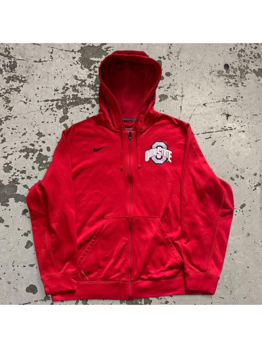 Mens Nike Therma Fit Ohio State Buckeyes red zip up hoodie size XL